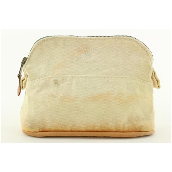 Hermès Toile Beige Bolide Cosmetic Pouch Make up - Picture 1 of 12